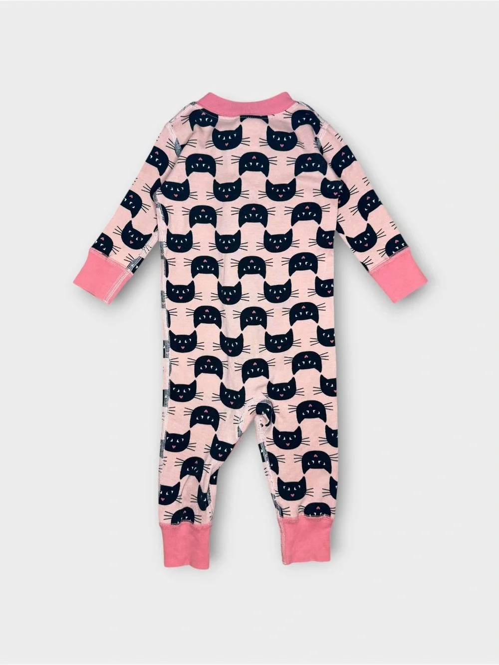 Hanna Andersson Black Cat Pattern Pink Organic Sleeper